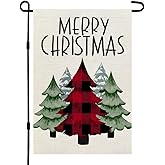 CROWNED BEAUTY Christmas Trees Garden Flag 12x18 Inch Double Sided Small Holiday Yard Decoration for Outside