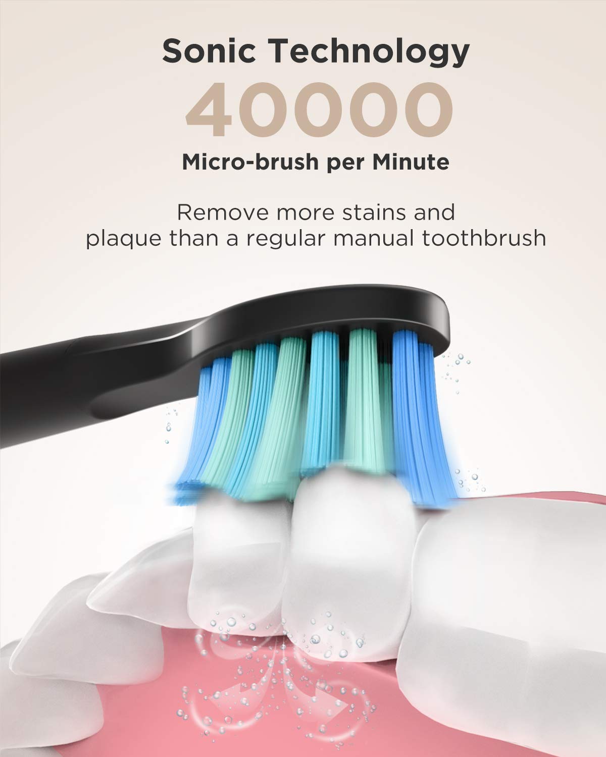 Fairywill D8 Sonic Electric Toothbrush for Adults and Kids ADA Accepted, 8 Dupont Brush Heads & Travel Case 5 Modes Rechargeable Whitening Power Toothbrush 2 Mins Smart Timer 40,000 VPM Black Series: Beauty