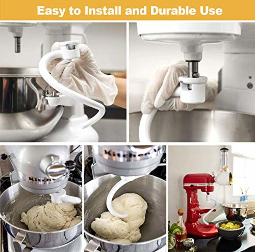 KitchenAid Spiral Dough Hook – Kitchen Aid dough hook attachment for Stand Mixer, Fits 5.5-6 Quart Bowl-Lift Stand Mixers Compatible with Models KV25H0X, KV25G8X, KP26M1X and more.