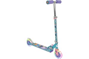 Disney Stitch Scooter for Girls and Boys | Folding Inline 2 Wheel Kids Scooter with Light Up Wheels l Adjustable Height - Age
