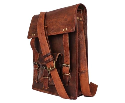 Leather Bags Full Flap Crossbody Satchel Laptop Messenger Bag For Men/Women/Boys/Girls/Male/Female Branded For School/College/Office/Casual/Daily Use By Pranjals house11x9x3 Inches