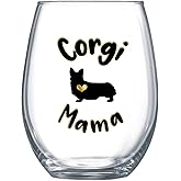 Best Corgi Mom Dog Gifts for Women Stemless Wine Glass for Her Cup Idea Large 0130