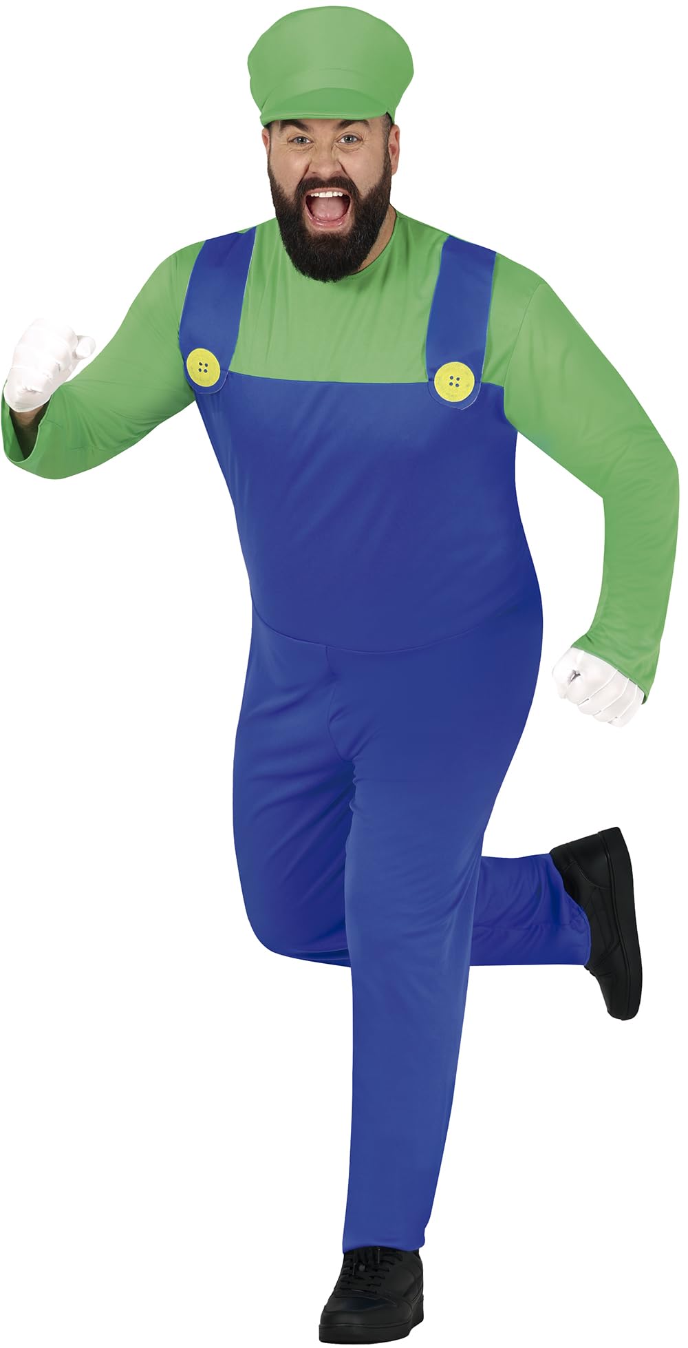 FIESTAS GUIRCA Green Train Driver Mens Fancy Dress Costume incl. Hat - Mechanic Plumber Jumpsuit Fancy Dress Men Size XL 44-46