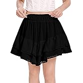 Flowy Shorts with Pockets for Women High Waist Ruffle Tiered Skort Boho Mini Casual Golf Skirt