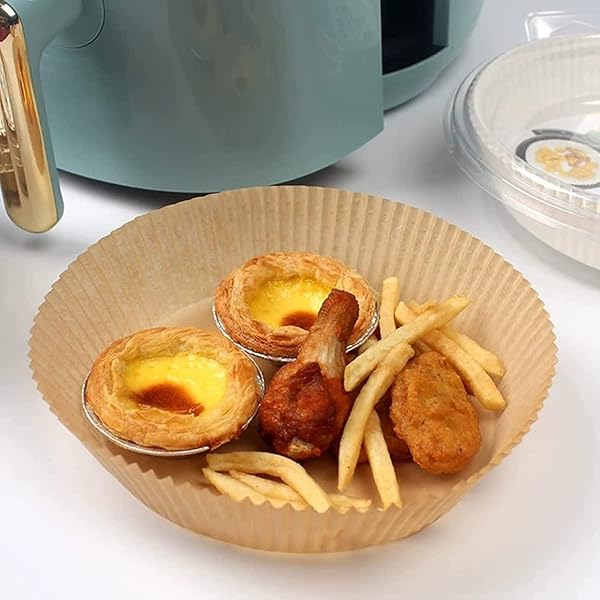 AIR FRYER PAPER LINERS, 100PCS NON-STICK DISPOSABLE PARCHMENT SHEETS FOR BAKING, FOOD GRADE LINER FOR BAKING ROASTING MICROWAVE (7.9INCH-ROUND)
