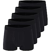 AIRCUTE Urine Incontinence Underwear for Men Washable Leak Proof Absorbency Boxer Briefs Bladder Control 60ML with Fly 5 Pack (L,Black5)
