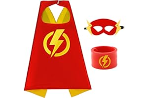 Mizzuco Superhero Capes for Kids Superhero Cloak with Mask and Waistband Halloween Costumes and Party Dress up Gift