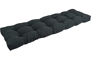 Blazing Needles Twill Tufted Bench Cushion, 60" x 19", Black