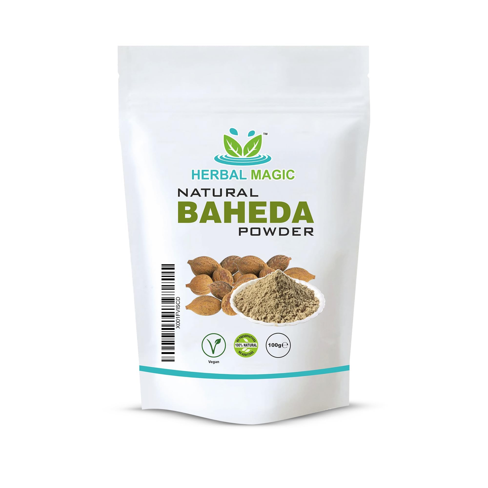 Herbal Magic's Pure & Natural Baheda Powder/Bibhitaki Fruit Powder - Super Smoothies, Shakes, soups - Premium Quality Powder - Free from Fillers & Preservatives - 100g