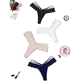 Avidlove Womens Underwear Cotton Thongs Sexy Lace Bikini Panties V Shape Waistband Tangas 1-4 Packs