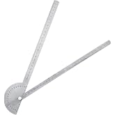 Angle Protractor Angle Finder Ruler Two Arm Stainless Steel Protractor Woodworking Ruler Measure Tool with 0-180 Degrees(30 cm/ 11.8 Inch)