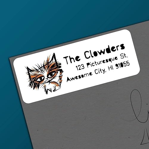 Amazon Com Long Haired Calico Cat Address Labels Funny Cat Art