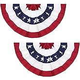 3 x 6 Ft American Pleated Fan Flag, USA Patriotic Half Fan Bunting Flag, 4th of July Memorial Day Decorations Flags (Set of 2)