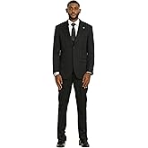 STACY ADAMS Men’s Classic Pinstripe 3-Piece Suit – Sharp Tailored Jacket, Vest, and Trousers