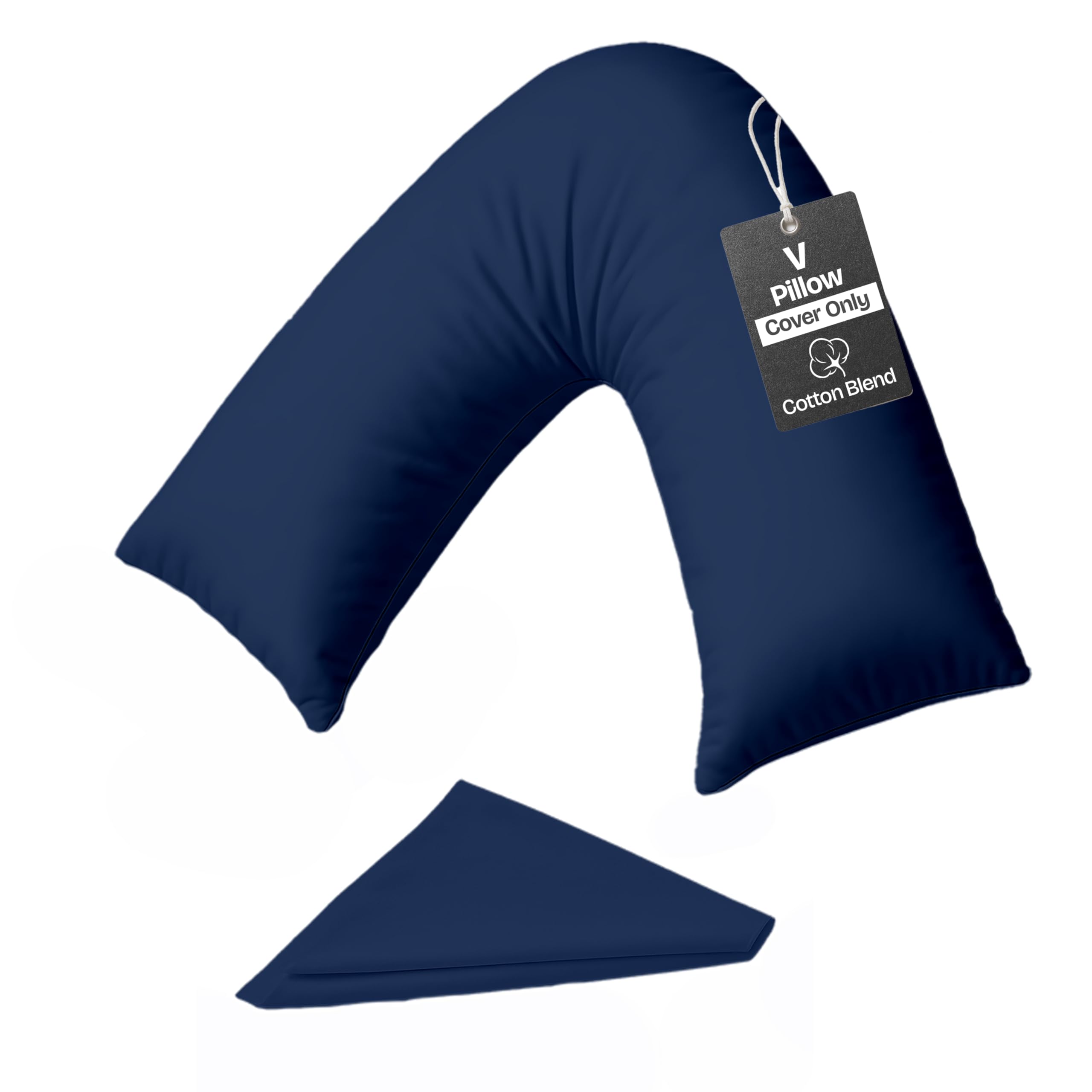 Rohi Navy V Shaped Pillowcase – Soft & Breathable V Pillow Cover – Hypoallergenic Triangle Pillow Case – Envelope Closure – Back Support Orthopaedic Nursing V Pillowcase Covers Only (Navy)