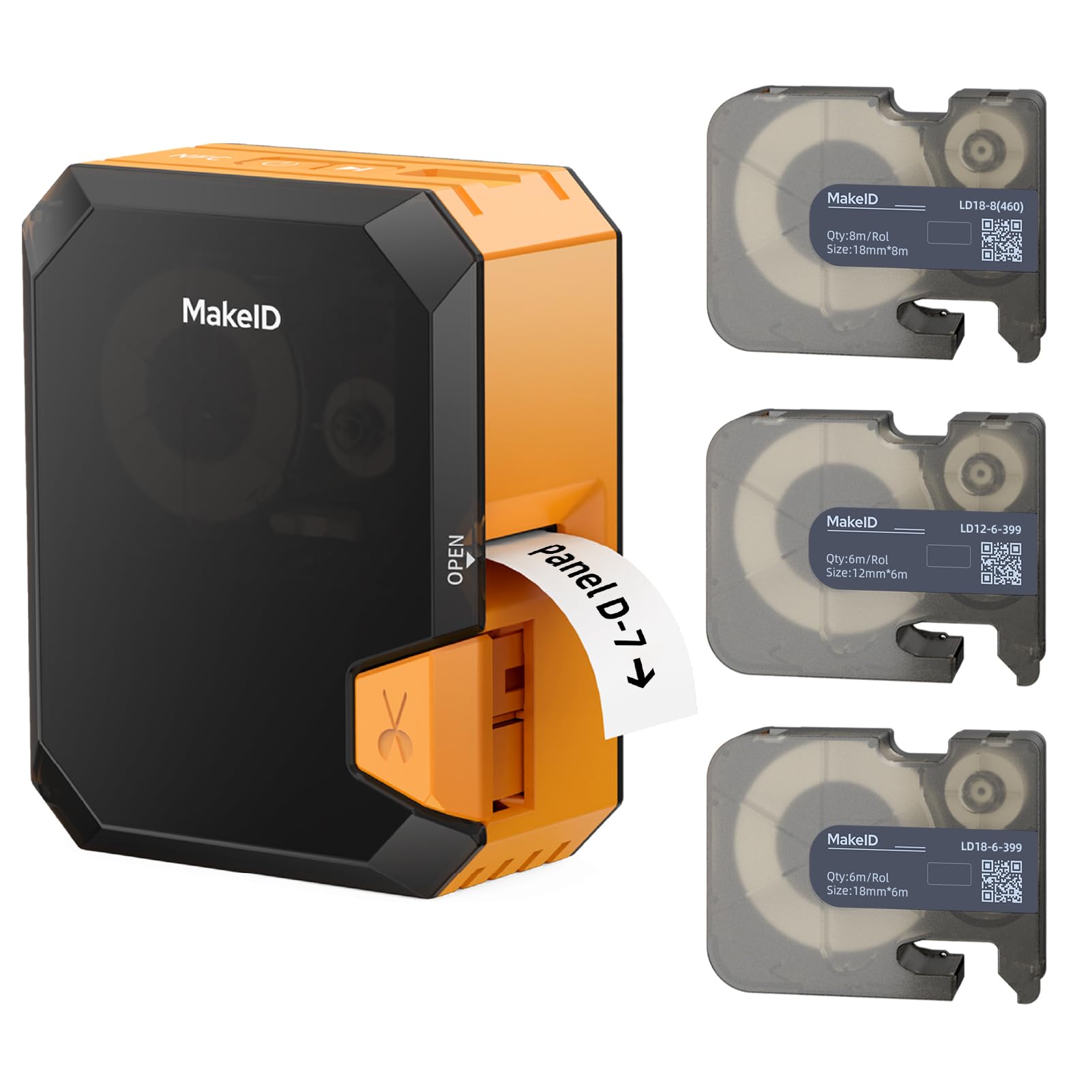 Photo 1 of Makeid P31 Industrial Label Maker, Portable Bluetooth Labeler Printer, Wire and Cable Labeling Machine for Job Sites-Orange,Bundle Nylon Label