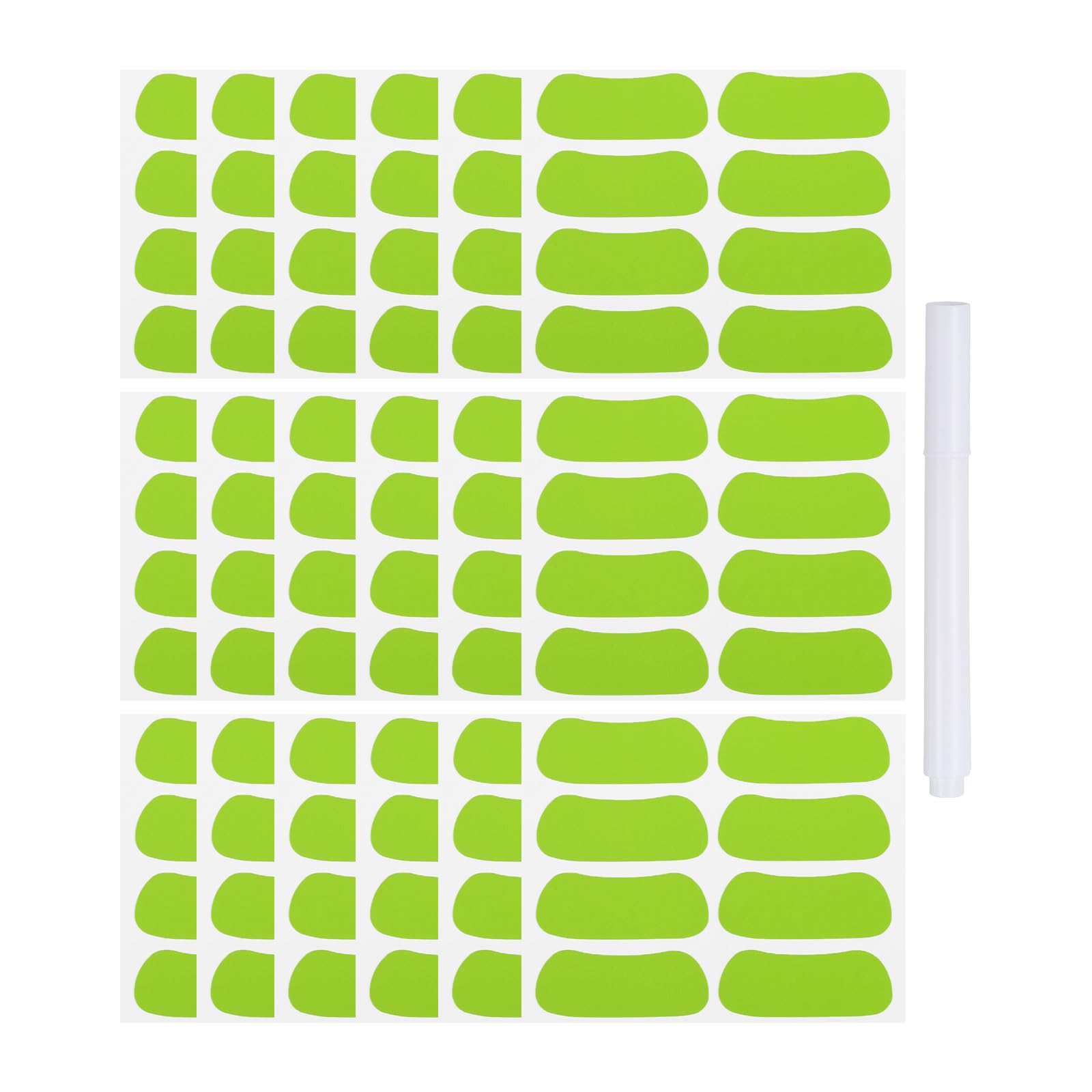 PATIKIL 72 Pairs Sports Eye Black Stickers, Under Eye Black Strips Football Face Stickers Breathable Eyeblack Sticker with 1 Pcs White Pencil for Baseball Fans on Game Day, Light Green