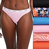 Hanes Women's Originals Thong Panties, Breathable Stretch Cotton Underwear, Assorted, 6-Pack
