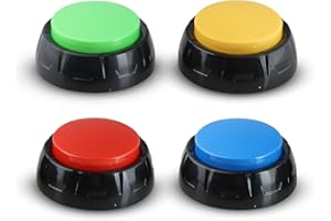 CAREBIA Dog Buttons for Communication, 4pcs Dog Talking Button Set, 30s Recordable Button, Fluent Pet, Pet Talking Buttons for Dog with Stickers, Dog Training Buttons