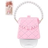1pcs Cute Hand Sanitizer Holder Compatible with Bath &amp; Body Works PocketBac | Portable Pink Mini Hand Sanitizer Holder with Elegant Pearl Chain, Soft &amp; Durable Silicone Perfect Everyday Accessory or Gift