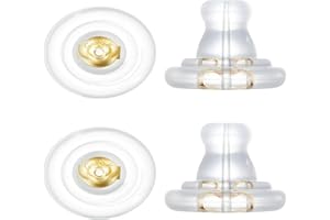 DSOMHZ Earring Backs,Silicone Earring Backs Replacements,18K Gold Locking Secure Earring Backs for Studs/Droopy Ears,No-Irritate Hypoallergenice Soft Clear Earring Backs for Adults&Kids(Gold)