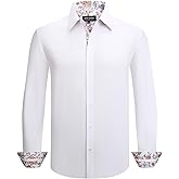 Alex Vando Men’s Cotton Stretch Dress Shirt Regular Fit Fashion Paisley Contrast Button Down Shirts