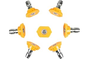 YUEARN Pressure Washer Tips, 15 Degree Yellow Pressure Washer Nozzle, 1/4 Inch Quick Connector, 7 Pack Replacement Nozzles for Power Washer, Rated Up to 4000 PSI