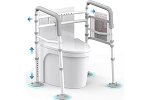 Agrish Toilet Safety Rails - FSA/HSA Eligible Adjustable Width & Height Fit Any Toilet, Stand Alone Medical Toilet Frame for Elderly Handicap Disabled, Folding Handrails