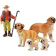 LC JoyCre Golden Retriever Dog Family 5PCS Toys Set Figurines for Kids Cake Toppers & Sandbox Play