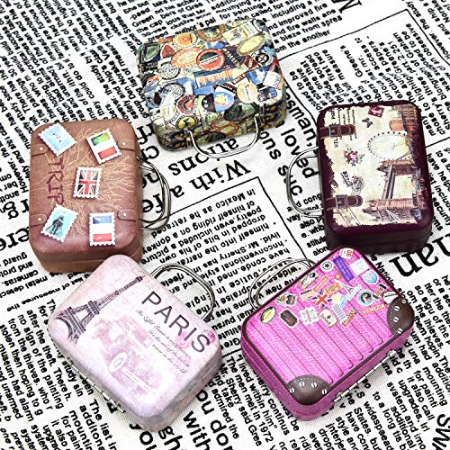 Monrocco 5PCS Mini Small Iron Vintage Cartoon Tin Box Suitcase Handbag Small Rectangular Candy Box Tin Container Jewelry Coin Storage - Thumbnail 5