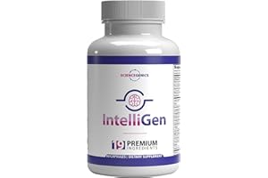 SCIENCE GENICS intelliGen Brain Booster Supplement for Focus, Memory, Clarity, Energy - Nootropic Neuro Support Focus Supplement with Bacopa Monnieri, Gingko Biloba, Huperzine A, DMAE, Rhodiola, Taurine, L-Theanine