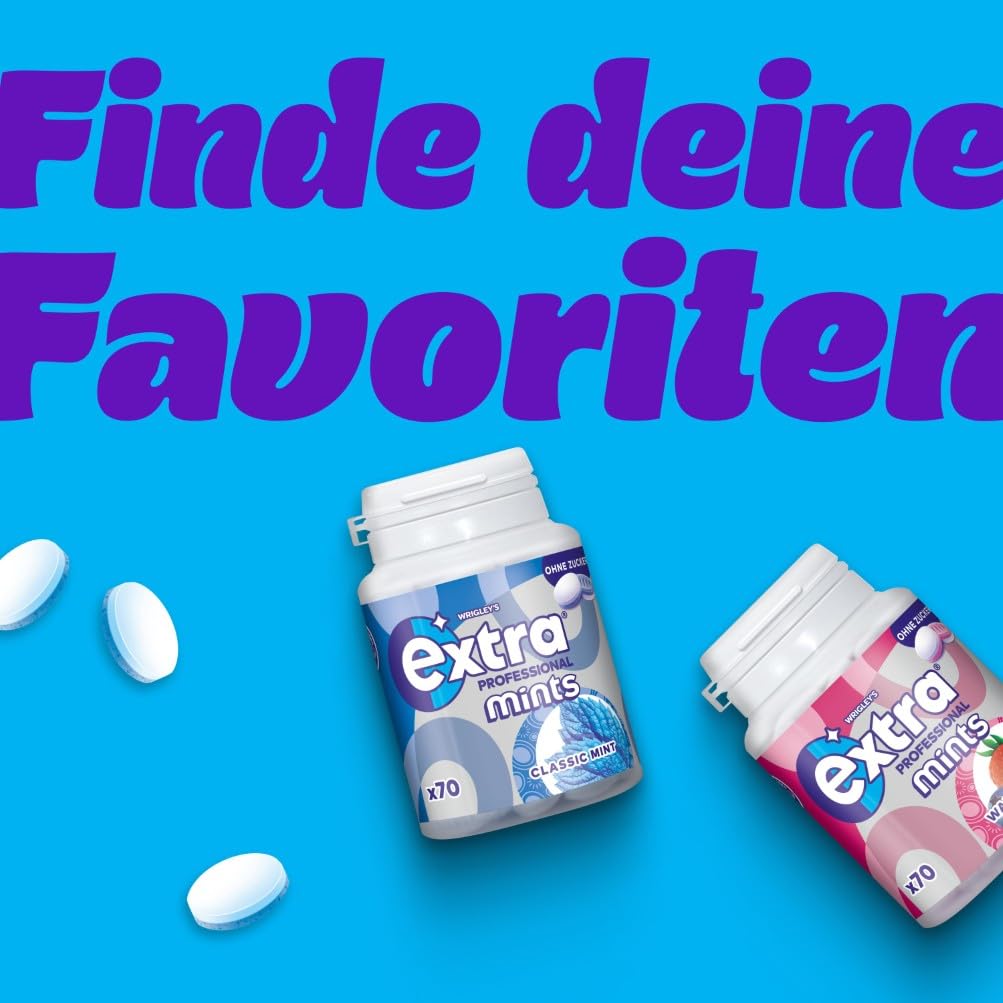 Extra Professional Mint Zuckerfreie Lutschpastillen, Multipack mit 6 x 70 Lutschbonbons, Süßigkeiten mit Minzgeschmack, Xylitol Mints, Lutschbonbons für frischen Atem 7