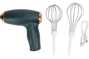 Cordless Hand Mixer, Handheld Egg Beater Portable Electric Drink Mixer Stainless Steel Electric Whisk with 2 Detachable Stirr