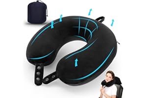 TALLGO Travel Neck Pillow, Best Memory Foam Airplane Pillow for Head Support Soft Adjustable Pillow for Plane, Car & Home Recliner Use (Black)