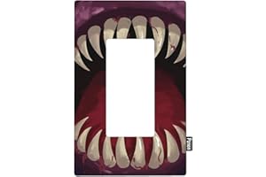 Pznen Big Monster Teeth Rocker Wall Plate Standard 1-Gang Monster's Big Mouth Bloody Tongue Funny Novelty Rocker Switch Plate Covers for Boys Bedroom Bathroom Wall Decor