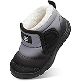 QFH Baby Boys Girls Winter Warm Shoes Cozy Fleece Snow Boots Toddler Non-Slip Walking Shoes Infant Outdoor Water Resistance Faux Fur Booties