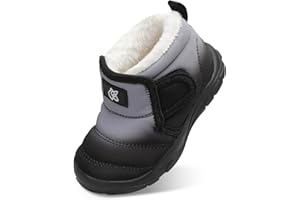 QFH Baby Boys Girls Winter Warm Shoes Cozy Fleece Snow Boots Toddler Non-Slip Walking Shoes Infant Outdoor Water Resistance Faux Fur Booties
