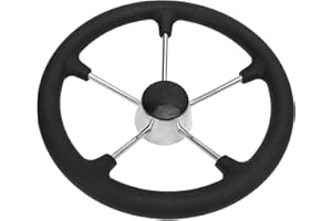 14in Boat Steering Wheel Stainless Steel Polished Foam Grip Yacht Speedboat