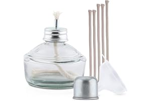 LVCHEN Glass Alcohol Lamp Burner - Classic Bunsen Burner Set New Generation Lab Equipment 150ml with 5 Free Replacement Wicks & Funnel & Metal Cap