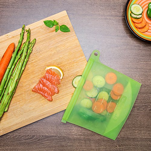 Silicone Food Bag Reusable Storage Preservation Bags Versatile Cooking Bag for Refrigerator Freeze Steamer Microwave Storing Fruits Vegetables Meat Milk (4 Packs) - Thumbnail 2