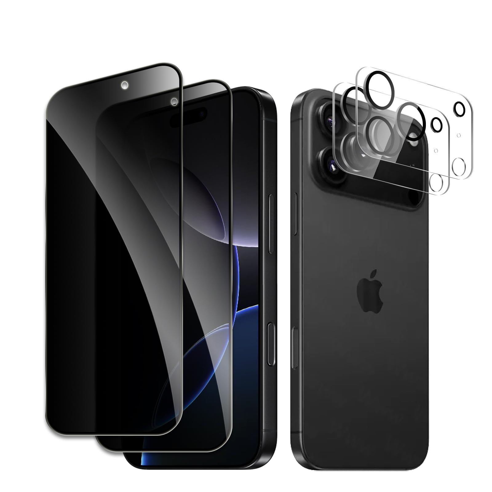 Photo 1 of [2+2 Pack] Privacy Screen Protector for iPhone 17 Pro, Anti-Spy Shatterproof Tempered Glass with Camera Lens Tempered Glass 9H Hardness Bubble Free Anti-Glare Case Friendly