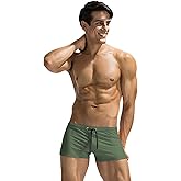 COOFANDY Swim Trunks for Men Sexy Swim Brief Square Leg Swimsuit Swimming Short Bathing Suit with Pocket S-XXL