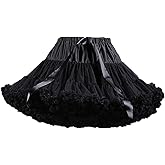 FOLOBE Women's Tulle Petticoat Soft Puffy Tutu Skirts Costume Ballet Dance Pettiskirts Multi-Layer