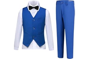 DOISPON Boys Suits Slim Fit 4 Piece Formal Dresswear Suit for Kids Tuxedo Wedding Set Toddler Boy Dress with Vest Shirt Pants and Tie