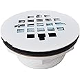 Westbrass D206P-50 2" No-Caulk PVC Compression Shower Drain with 4-1/4" Round Grid Cover, Powder Coat White