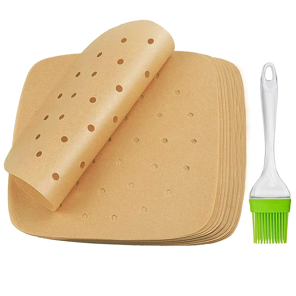 Air Fryer Liners Perforated Parchment Paper Non-Stick Greaseproof Paper Square Air Fryer Parchment Liner for Baking Oven - 21.5 cm/200 pcs Air Fryer Liners Disposable
