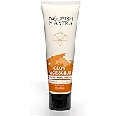 Nourish Mantra Glow Face Scrub | For Tan Removal, Gentle Exfoliation & Improved Skin Tone | Infused with Walnut Shell Powder, Alpha Arbutin, Hyaluronic Acid | All Skin Types | For Men & Women 100 ml