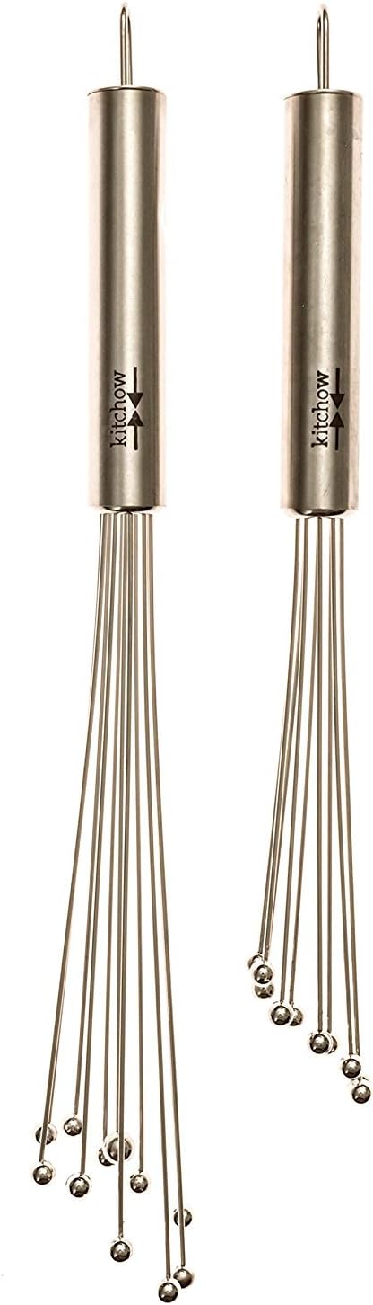 Stainless Steel Ball Whisks (Set of 2) | Slanted Hand Mixer & Kitchen Whisk | Blending, Whisking & Beating | Premium Kitchen Aid & Kitchen Utensil