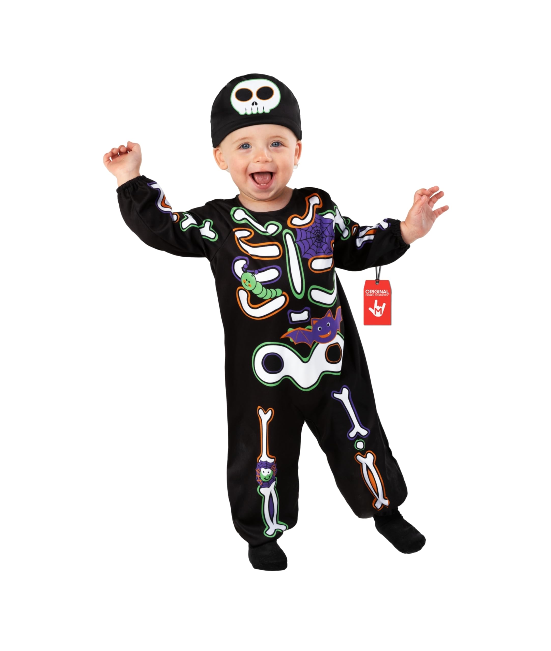 Morph Skeleton Costume Kids Toddler Skeleton Outfit for Boys Baby Boy Halloween Dress Up Party Fun, 3-4 Years