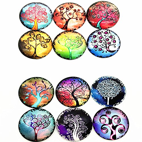 IGOGO 12 PCS Glass Dome Cabochons Half Round Flatback Tree of Life - Thumbnail 4